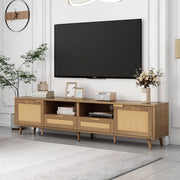 MOBILE TV 200x37x49 cm color rovere in pannello truciolare con rattan sintetico