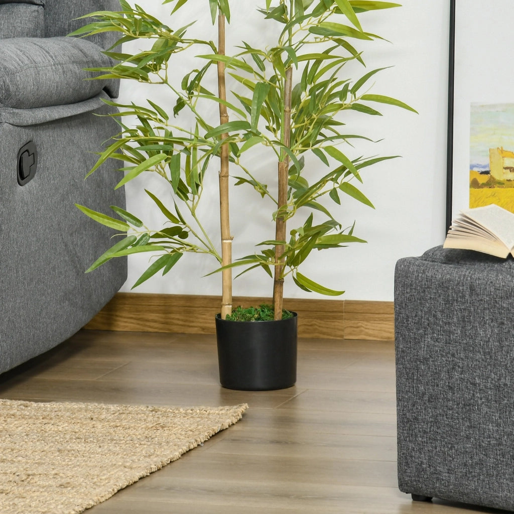 Pianta Artificiale di Bambù H120 cm con Vaso Verde
