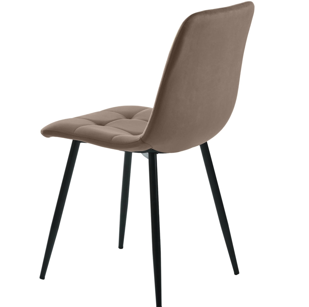 Set tavolo da pranzo rettangolare 117x68 cm con 4 sedie in velluto marrone