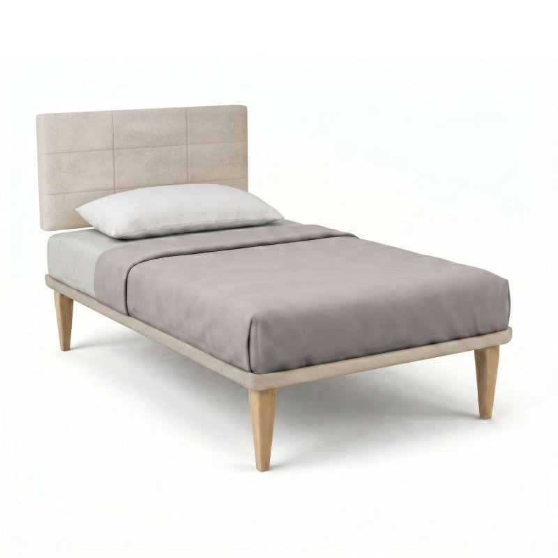 Letto imbottito Singolo 80x200 cm Square - Con rete,Microfibra,Sabbia