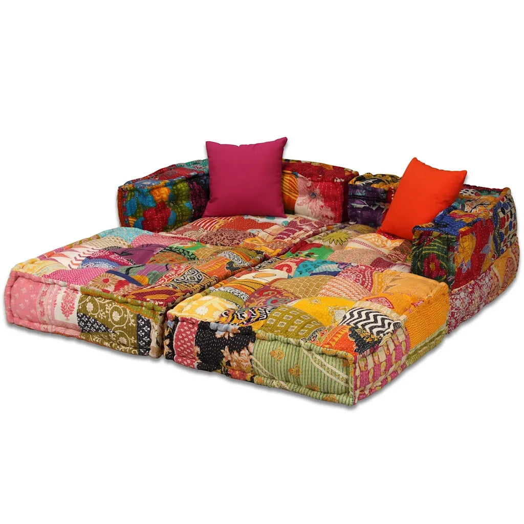 Pouf Modulare a 2 Posti in Tessuto Patchwork 244977