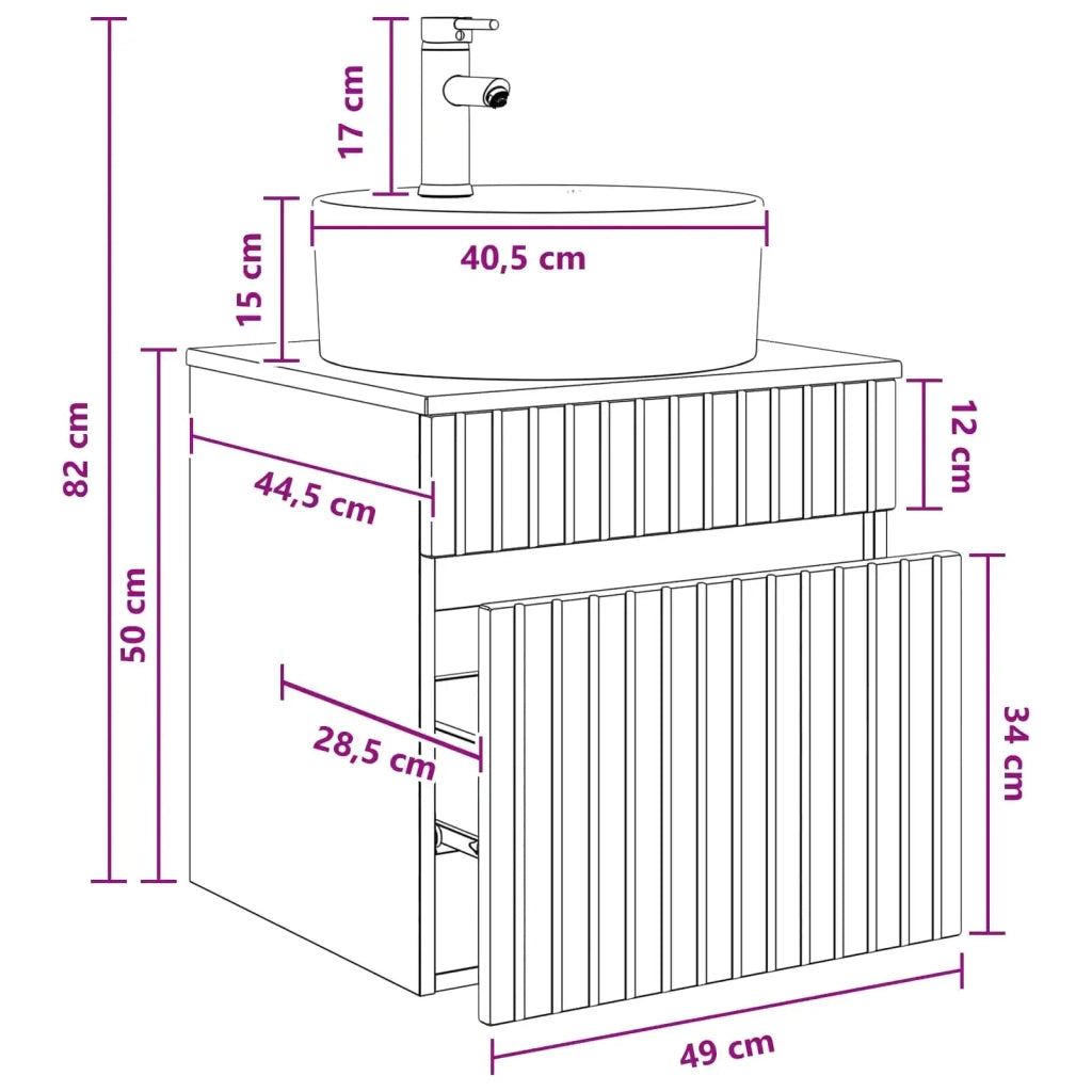 Mobile Lavabo | Armadio Lavabo da parete Nero 49 x 44,5 x 65 cm