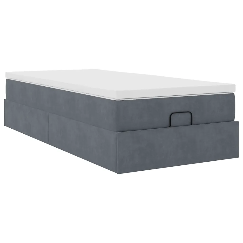 Struttura Letto Pouf con Materasso-Giroletto 180x200 cm in Velluto