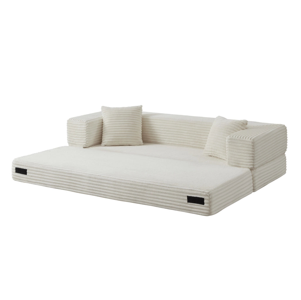 Divano moderno in velluto a coste, design quadrato classico, trasformabile in letto piccolo