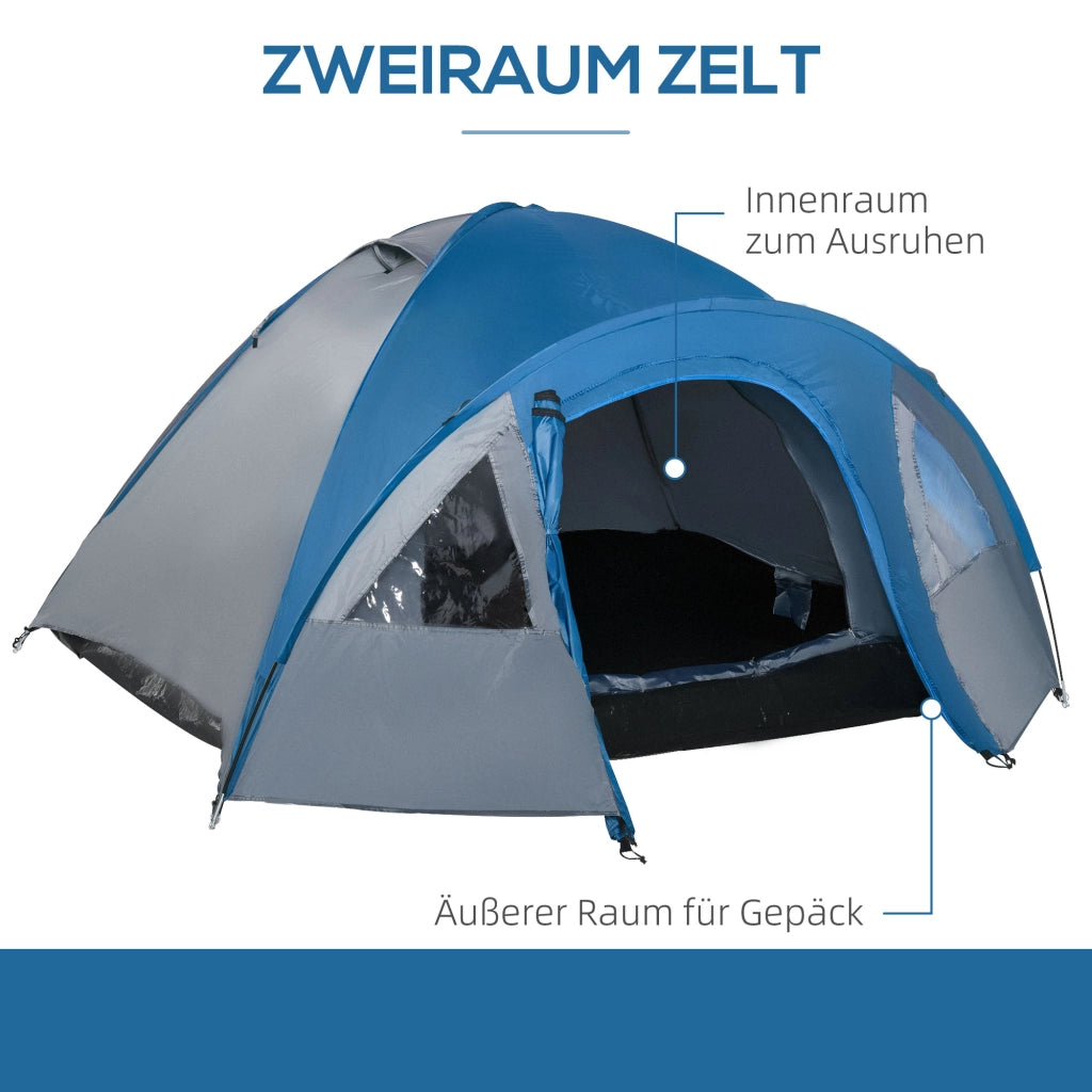 Tenda da campeggio per 3 persone 4 stagioni robusta e facile da montare con borsa 3,00 x 2,50 x 1,30m blu e grigio