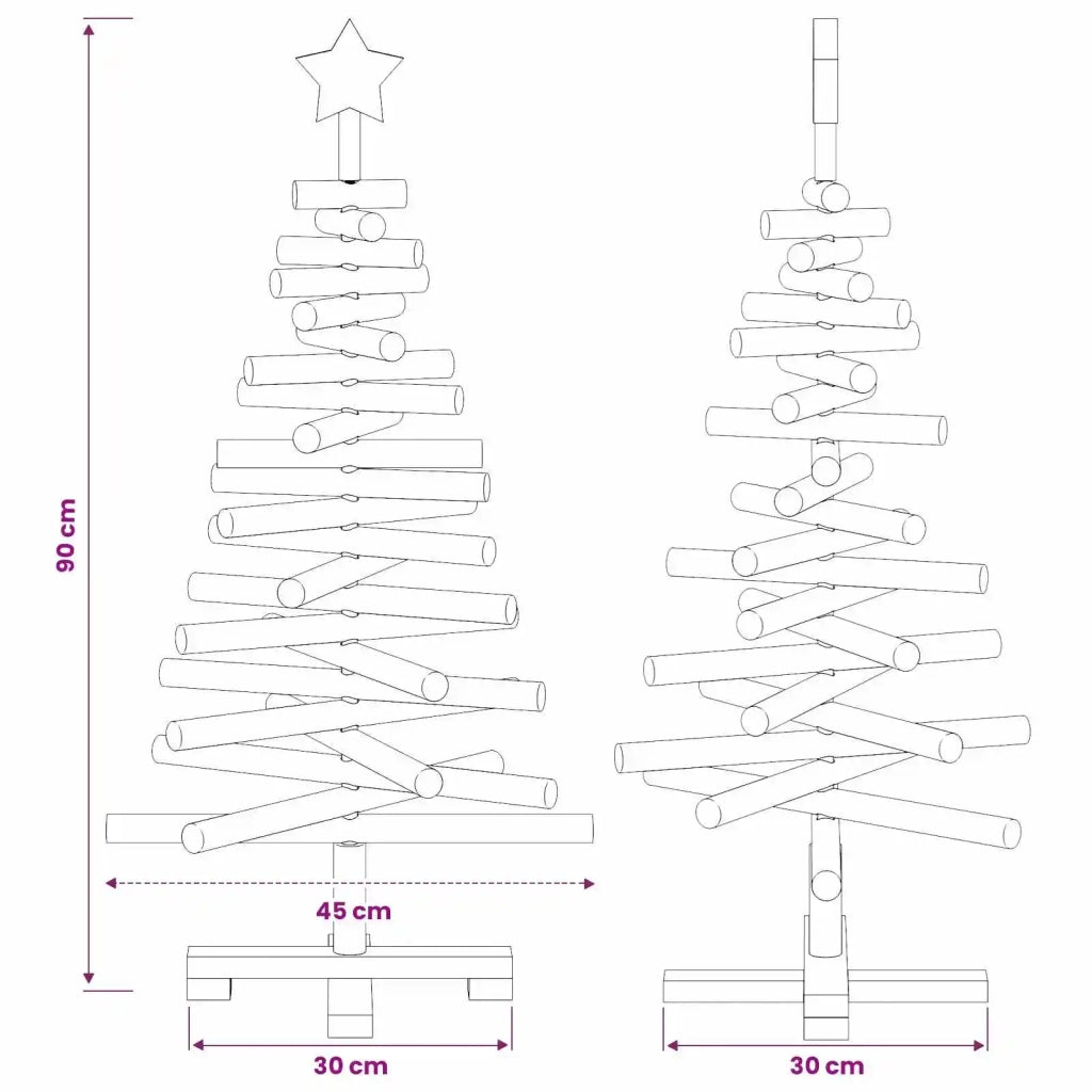 Albero di Natale in legno KOTKA 90 cm Legno Massello di Pino 42051516