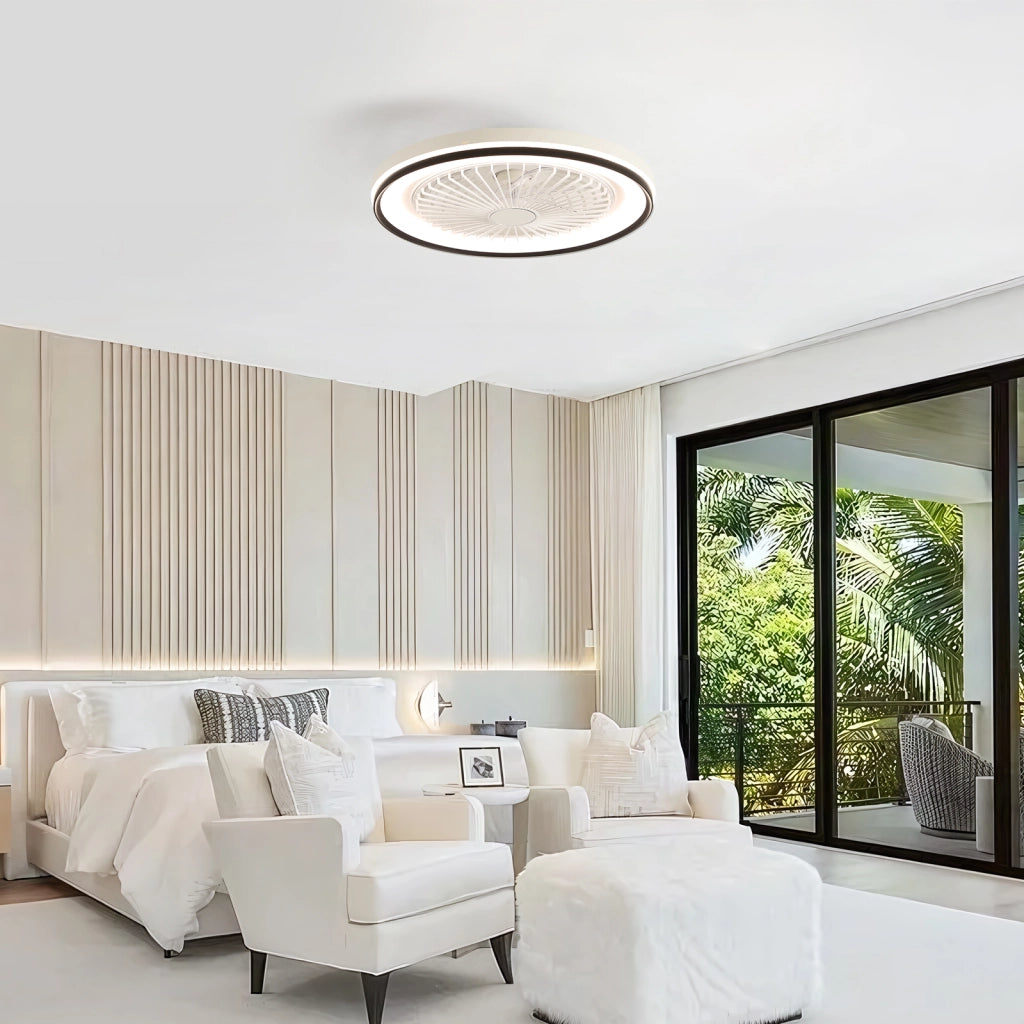 Ventilatore da soffitto con luce e telecomando; 48;26 cm; profilo basso; ABS; bianco