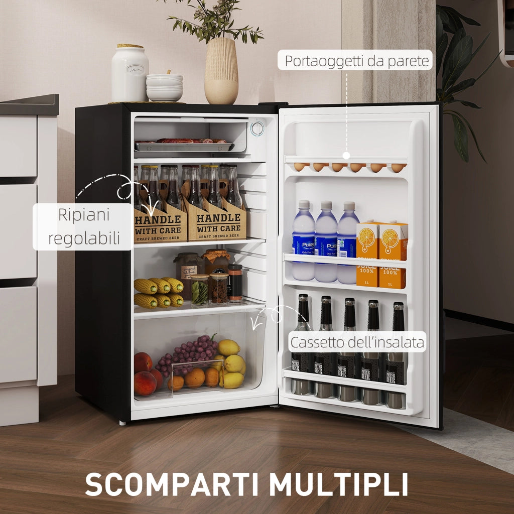 Frigorifero Piccolo 91L MonoPorta Reversibile con Congelatore e Temperatura Regolabile, Nero