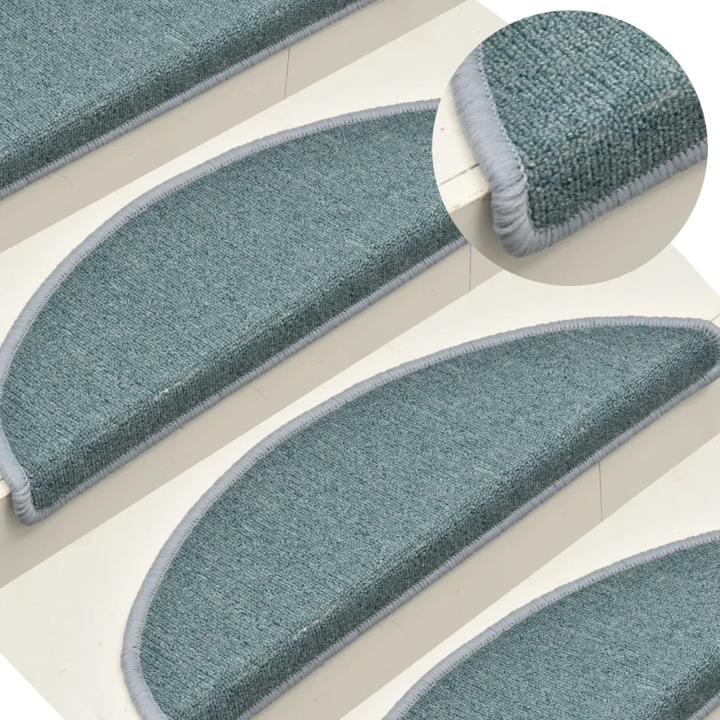Tappetini per scale 15 pz | Gradini per Scale 56x17x3 cm Blu mare semicircolari