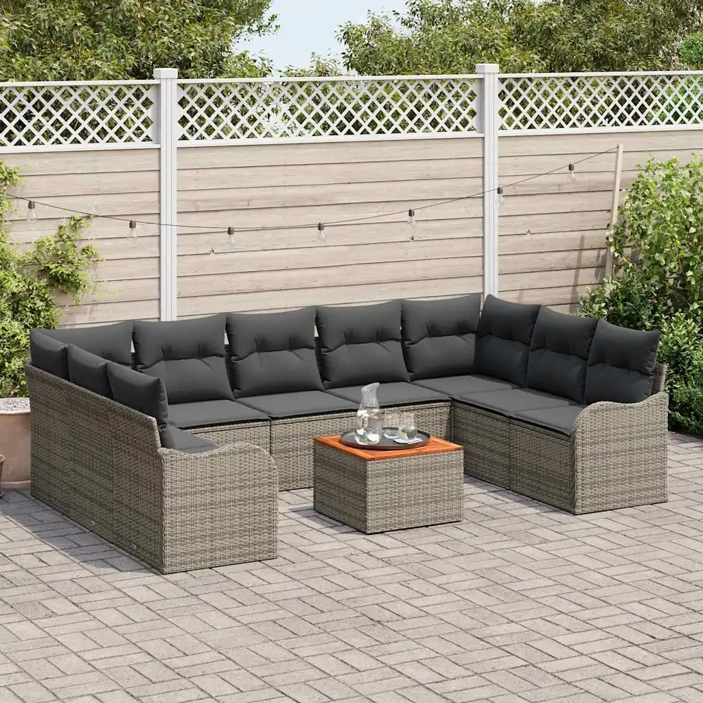 Set Divano da Giardino 10 pcs Grigio polyrattan 3356165