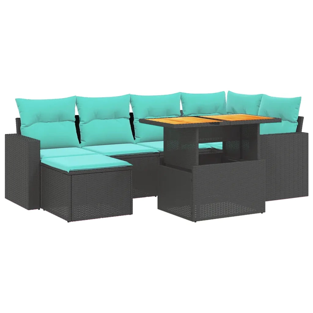 Set Divani da Giardino 11 pz con Cuscini Beige in Polyrattan