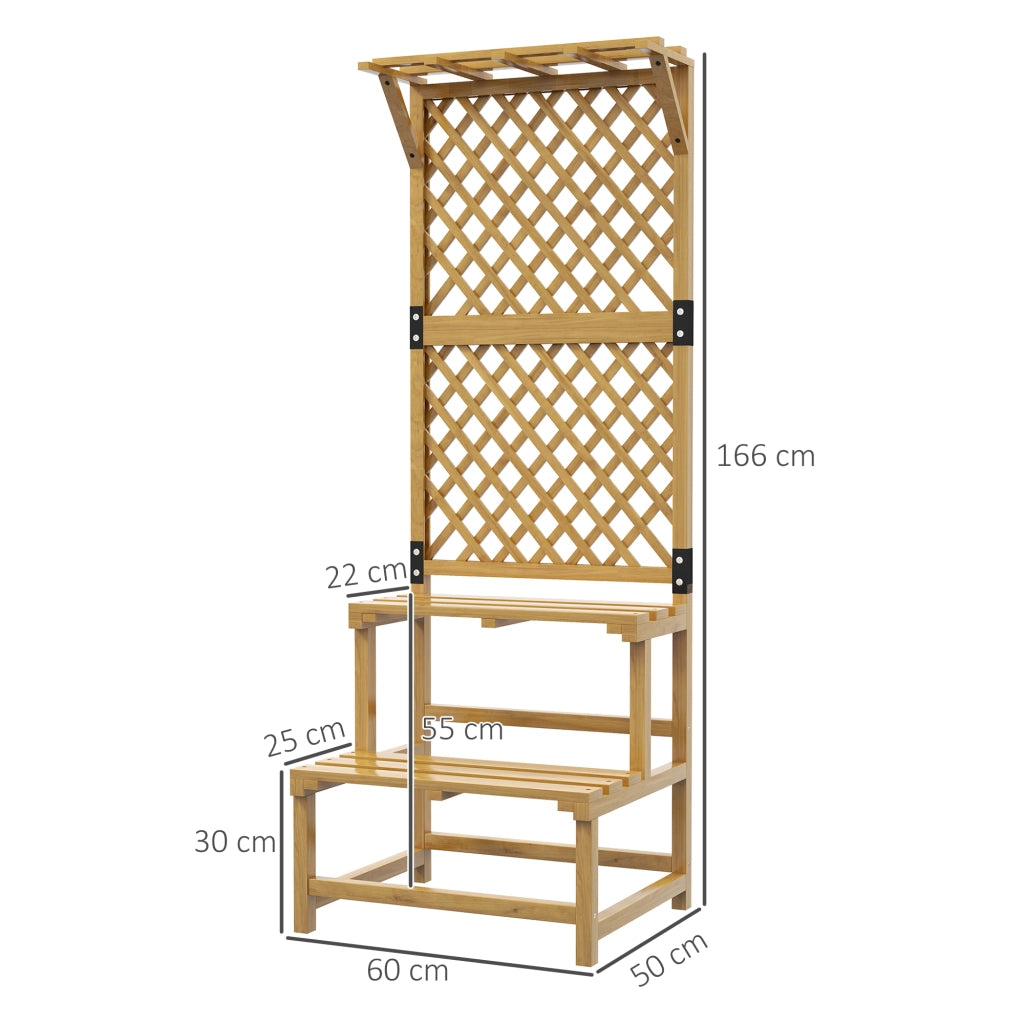 Portapiante 60x50x166 cm a 2 ripiani con griglia in legno giallo