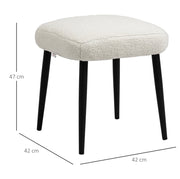 Pouf quadrato in tessuto effetto cashmere con gambe in acciaio crema 42x42x47 cm