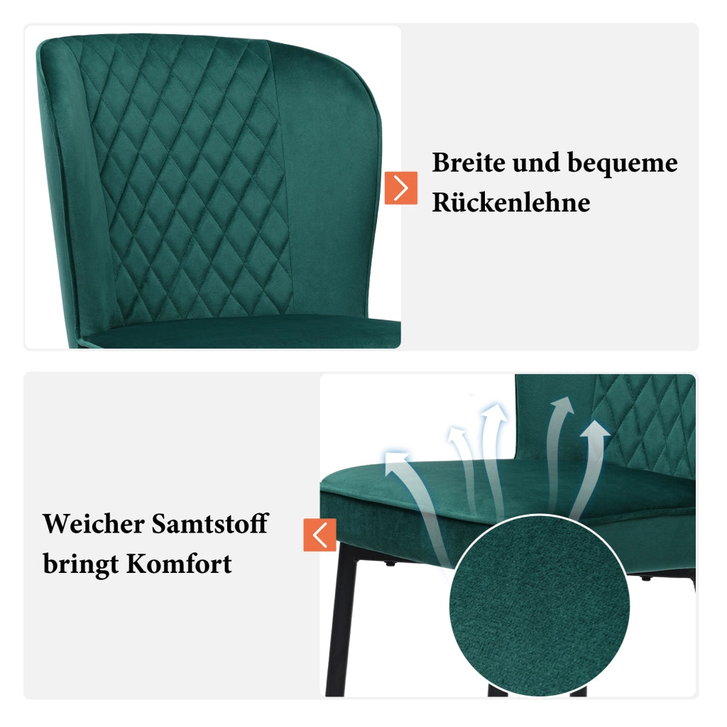 SEDIA da pranzo in velluto verde Set da 6 pezzi