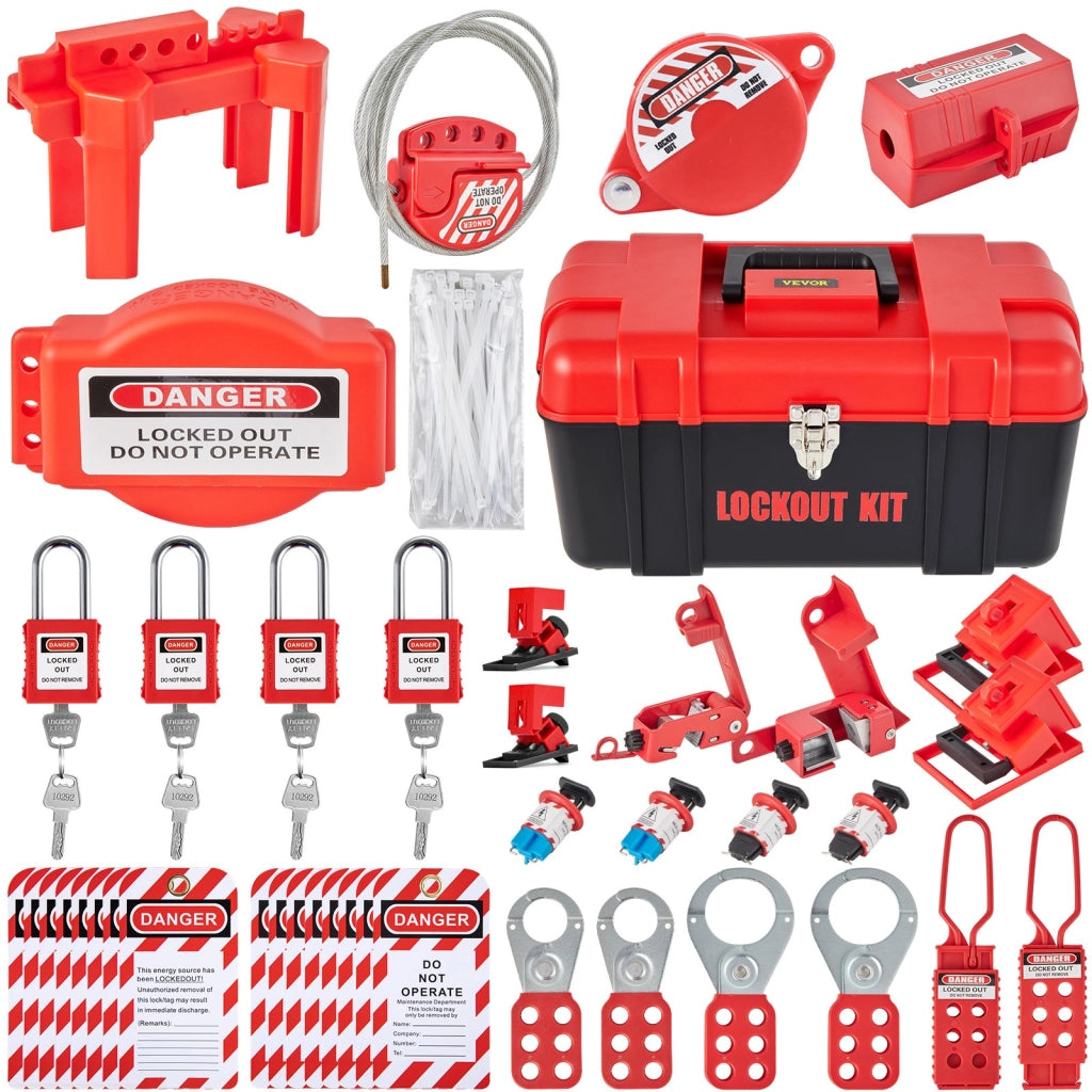 Kit di Blocco Sicurezza Elettrica 42 Pezzi con Lucchetti Tagout Serrature Etichette e Valigetta Robusto per Manutenzione e Officina