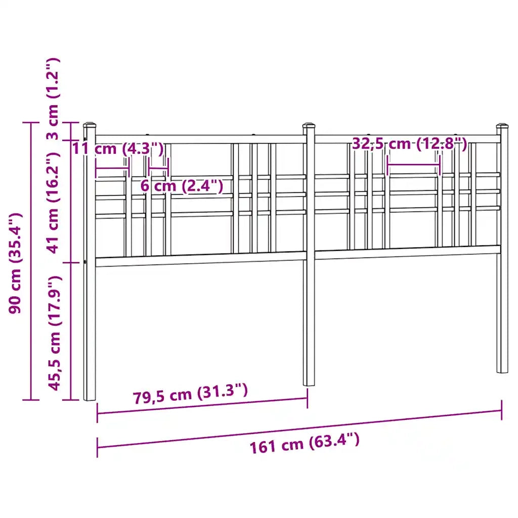 Testiera di Ricambio in Metallo Nero 160 cm 376359