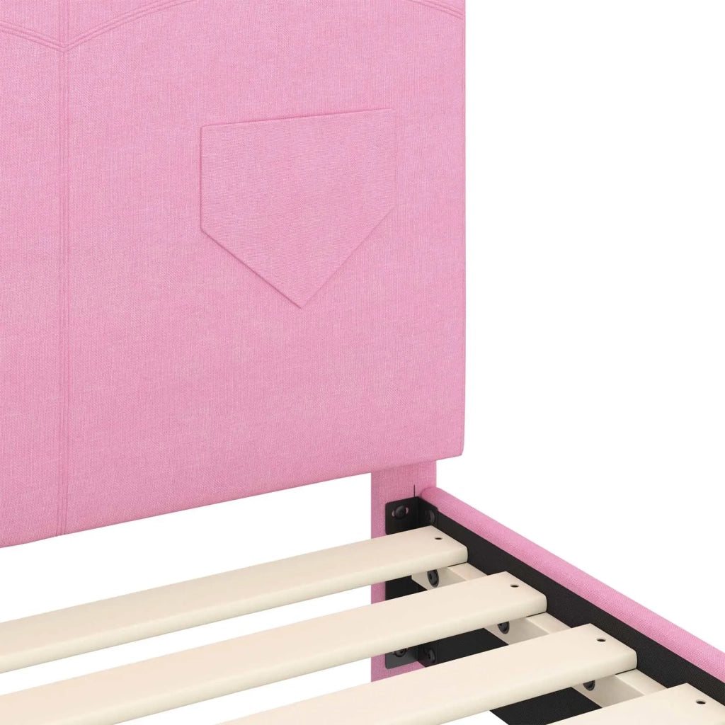 Struttura letto bambini con testata-Giroletto per bambini Rosa 80 x 160 cm Tessuto 642378
