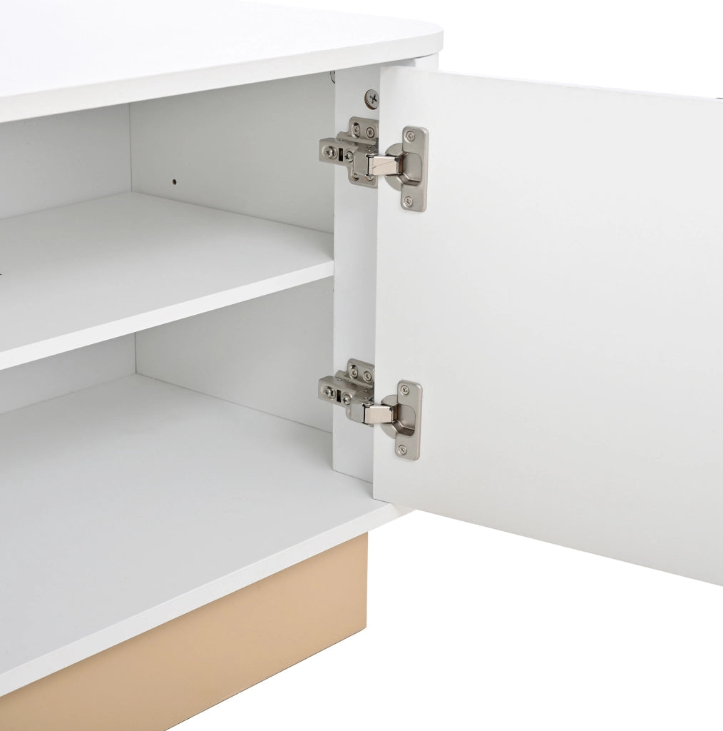 Mobile TV 200x40x47,5 cm a 4 ante in MDF bianco con ripiani regolabili