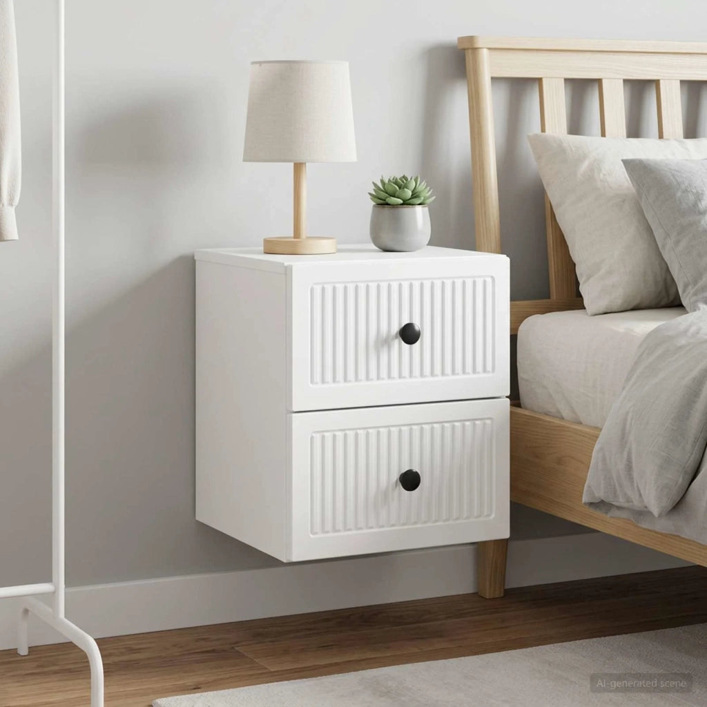 Mobiletto da notte a muro 2 pz Bianco Lucido 33 x 34,5 x 40 cm 897964