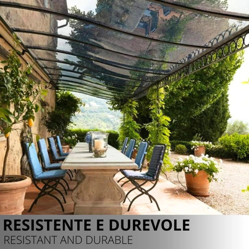 Telo PVC Trasparente 1,3x3m, 0,50mm Spessore, 650g/m² - Telo Cristal con Occhielli Ogni 50cm - Anti-UV, Impermeabile - Qualità Made in Italy