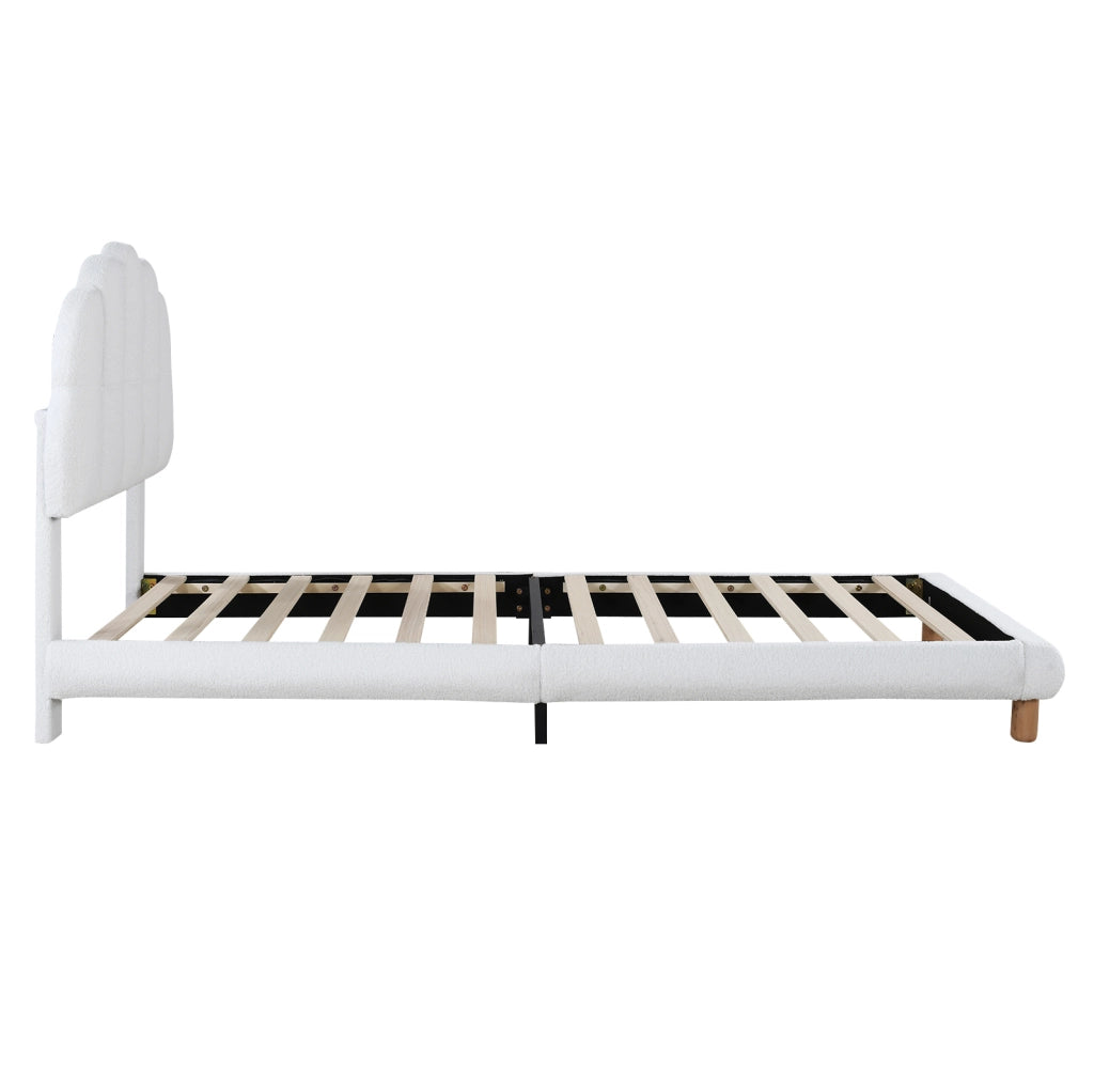 LETTO imbottito 90x200 cm Bouclé Bianco