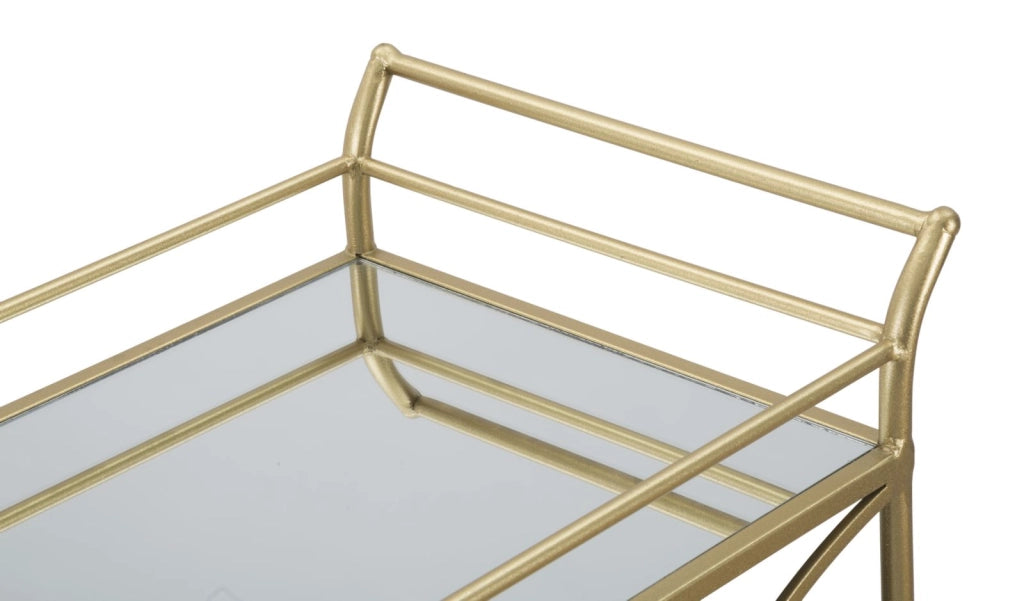 Carrello Infinity 80x40x80 cm in Ferro MDF e Specchio Oro