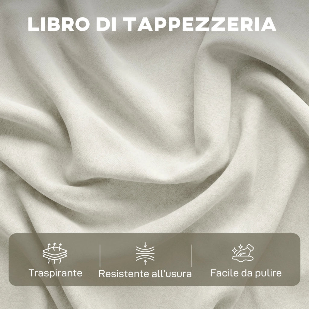 Divano Angolare 3 Posti in Tessuto con Contenitore e Cuscini ¨C Minimal ¨C Crema