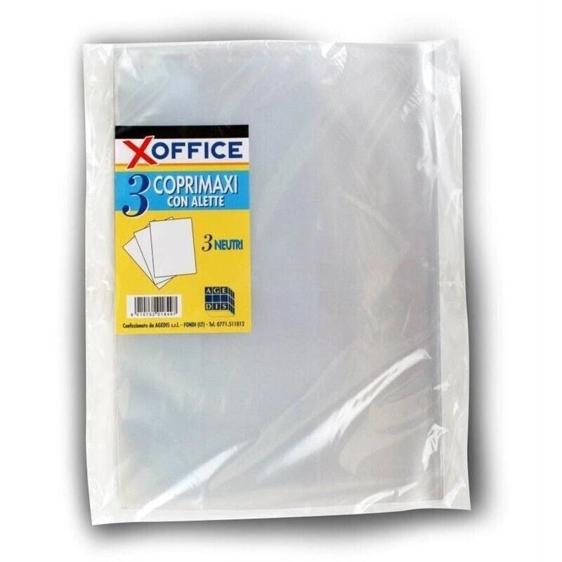 KIT SET 3 PZ COPRI QUADERNO MAXI CON ALETTE 3PZ TRASPARENTE