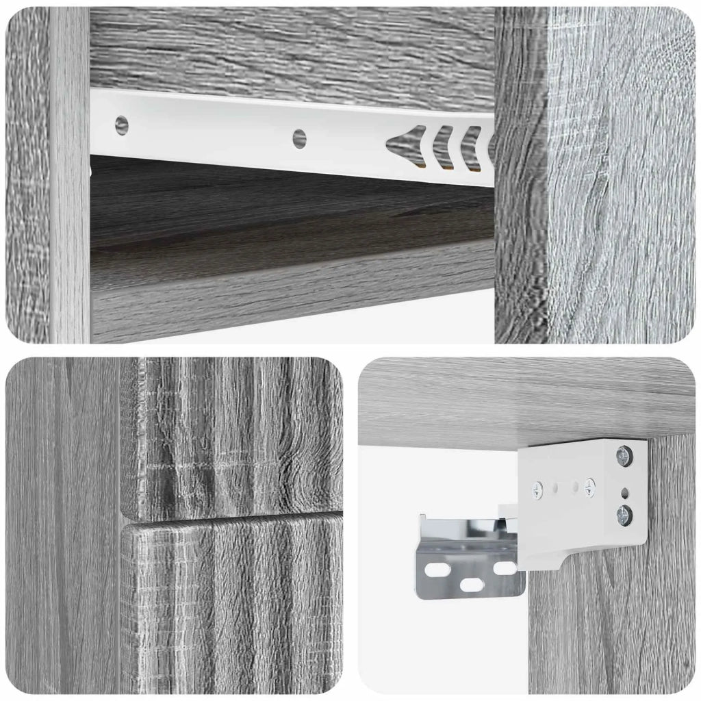 Set di 2 Comodini | Armadio da Notte | Mobiletto da notte a muro Grigio Sonoma 34,5 x 33 x 40 cm