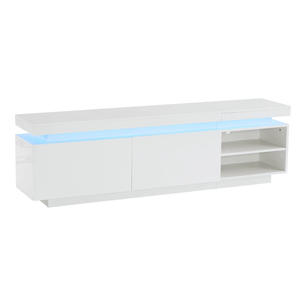 Mobile TV bianco lucido 170 cm con illuminazione LED