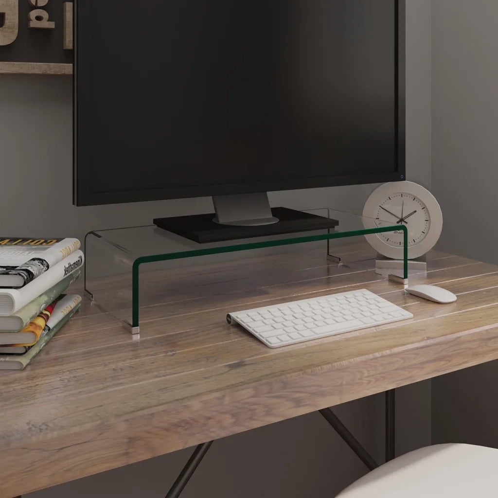 Mobile/Rialzo Porta TV in Vetro-Supporto per TV Trasparente 60x25x11 cm