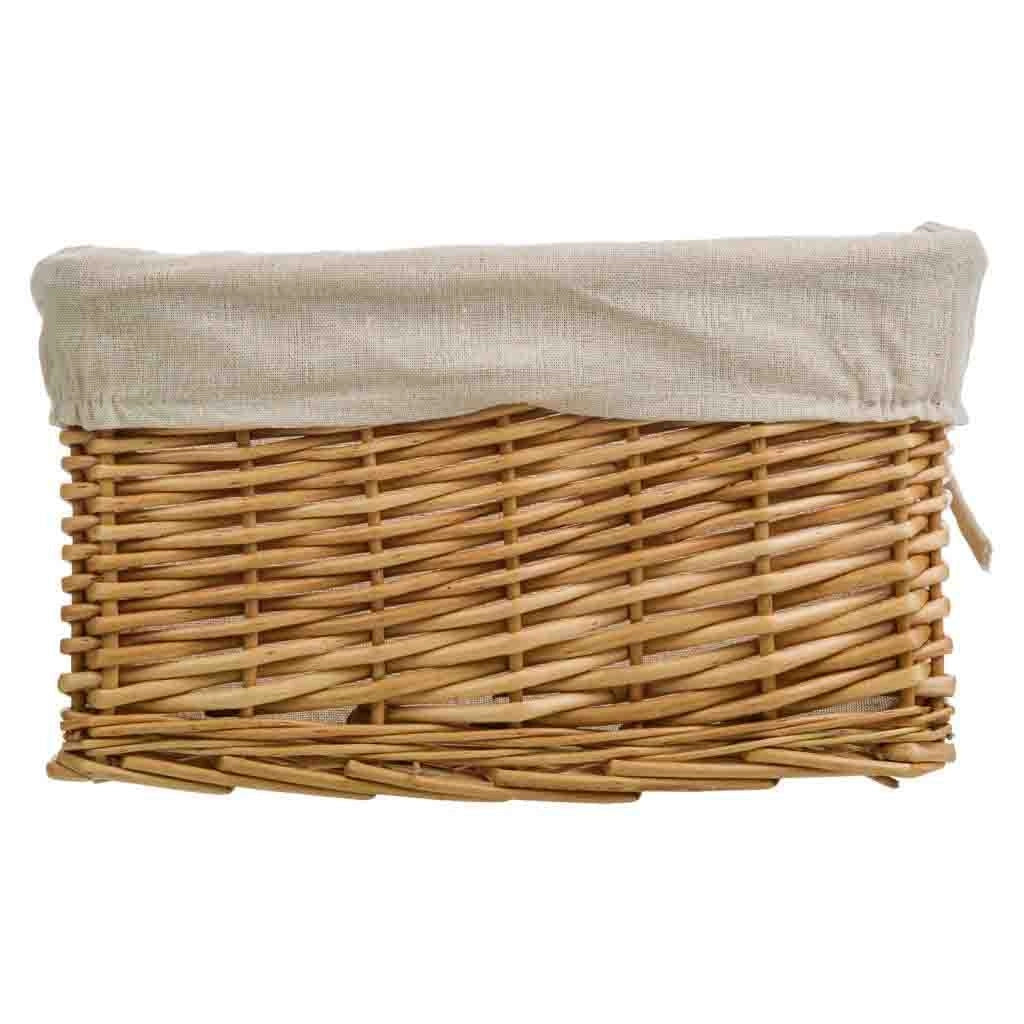 Set di 4 cestini in vimini marrone foderati