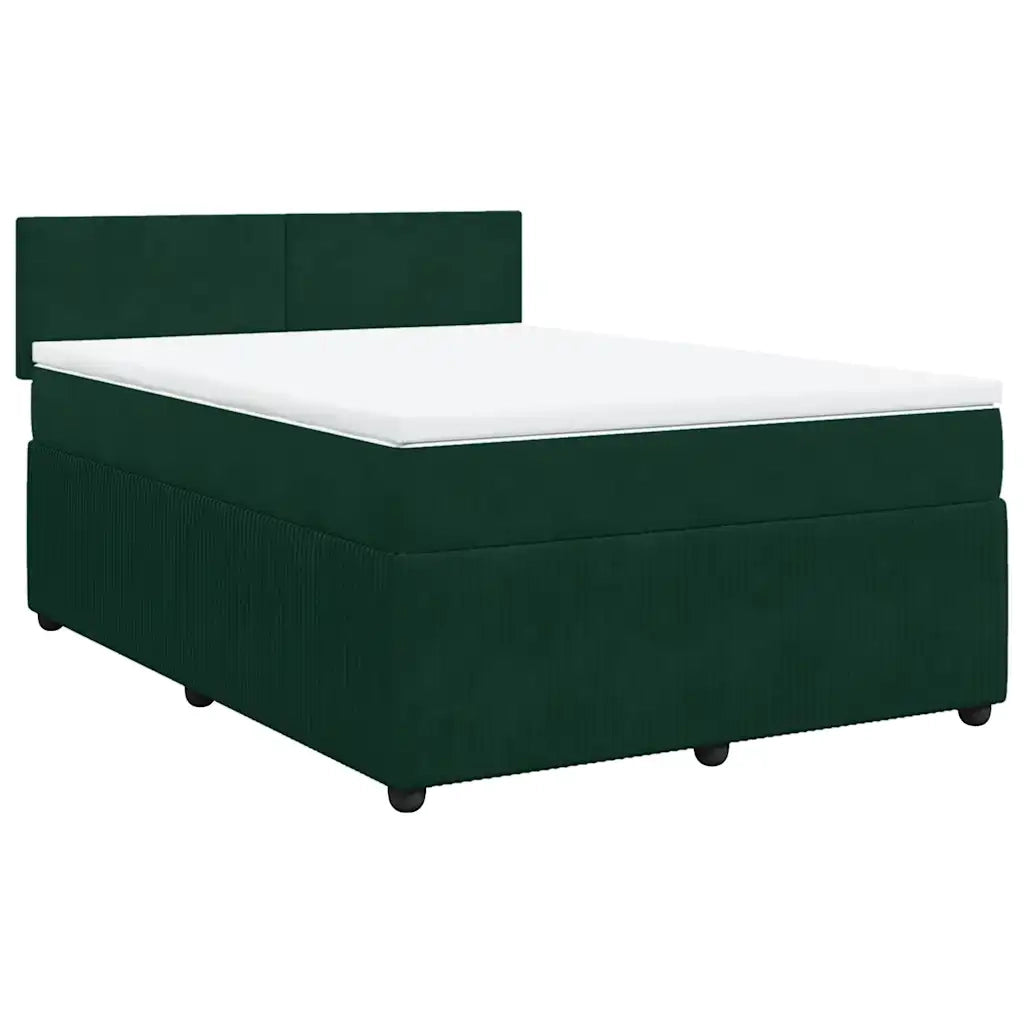 Giroletto a Molle con Materasso Verde Scuro 140x190 cm Velluto