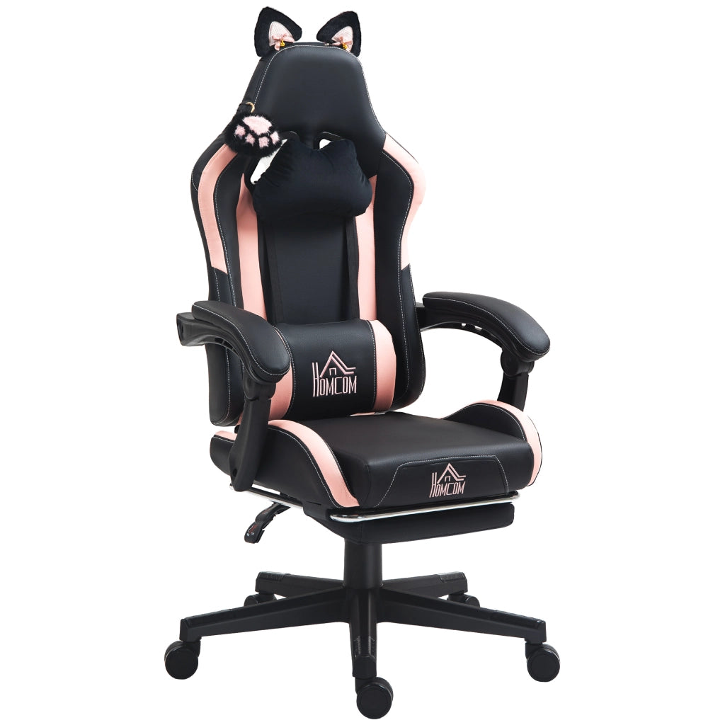 Poltrona da gaming con orecchie da gatto ¨C Minimal ¨C rosa/nera