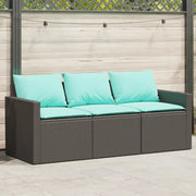 Divano da Giardino a 3 Posti con Cuscini Nero in Polyrattan 366349