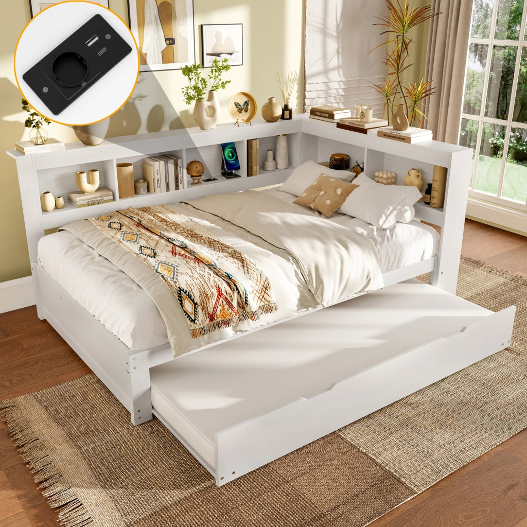 Letto divano 140 × 200 cm 2 posti; 2 cassetti; presa e 2 USB; con letto estraibile 90 × 190 cm; senza materasso