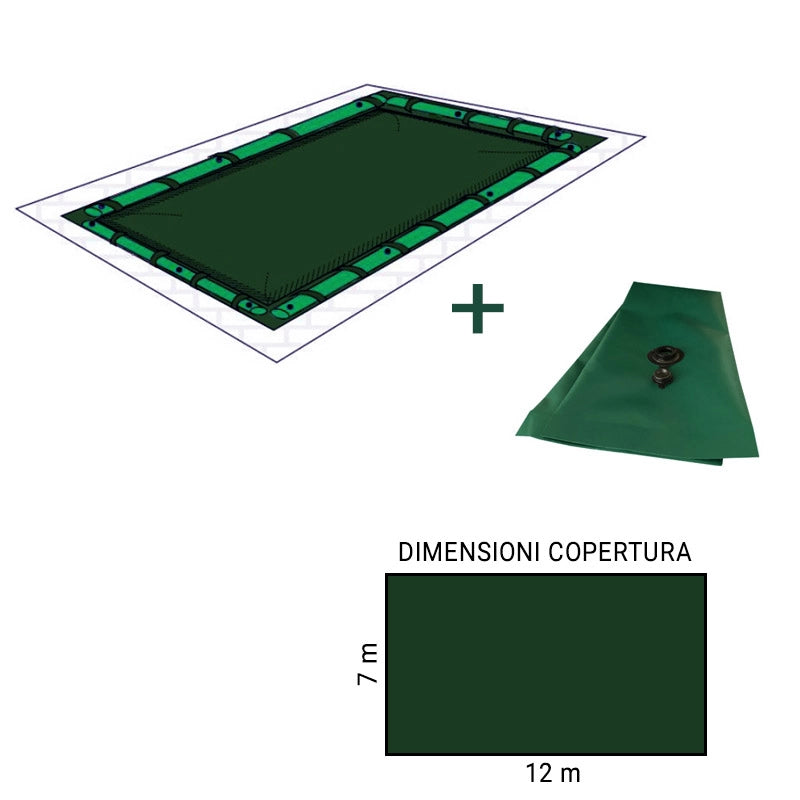 Copertura Invernale piscina - Polartex® CLASSIC 12x7 m 450 gr/m² in PVC con salsicciotti XL inclusi