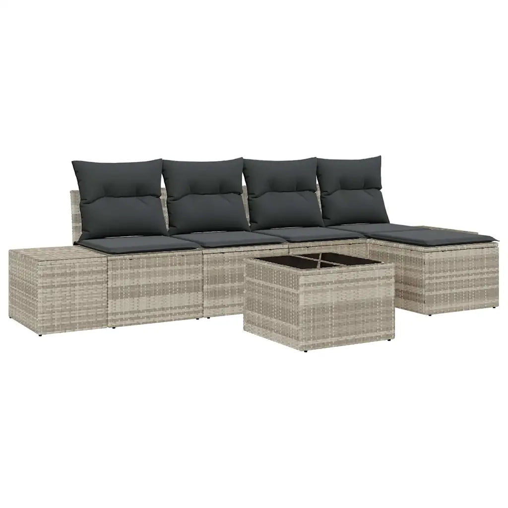 Set Divano da Giardino 5 pcs Grigio chiaro polyrattan
