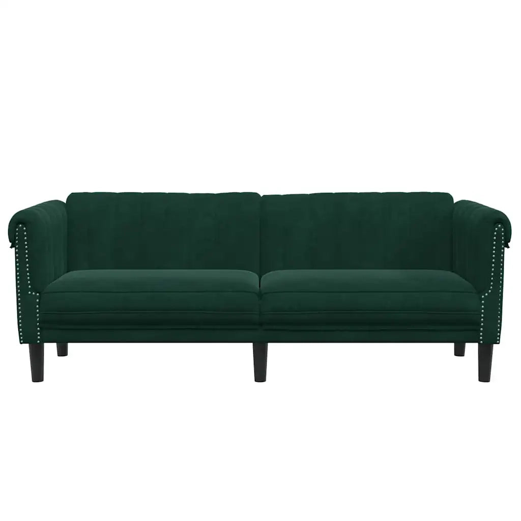 Divano a 3 Posti-Sofa 3 Posti Verde Scuro in Velluto