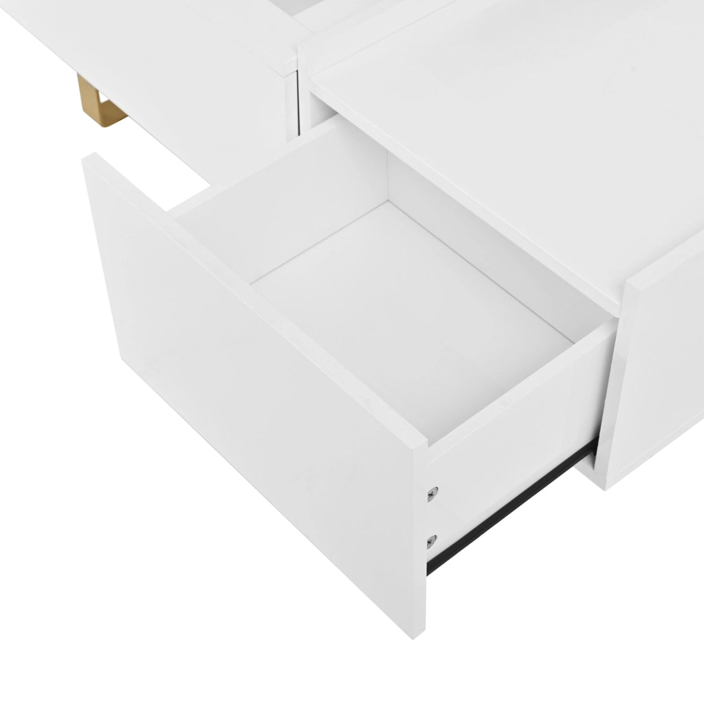 Tavolino da caff¨¨ 100x50 cm con piano sollevabile e cassetto in MDF bianco