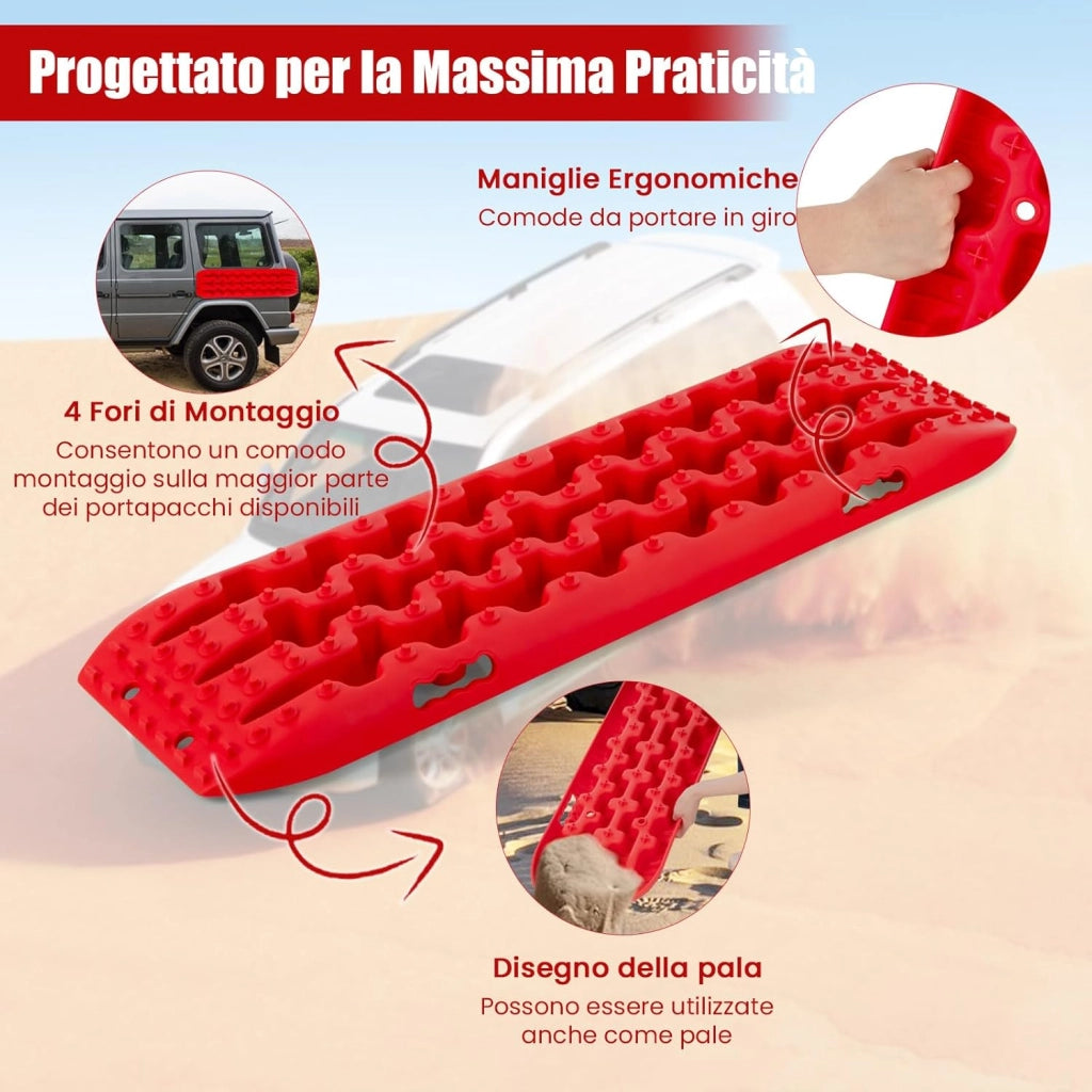 Tavole di Recupero per Fuoristrada 2 Pezzi, Carico 10T, Piastre di Trazione e Recupero per Liberare Veicoli da Neve Fango e Sabbia, Accessori Fuoristrada