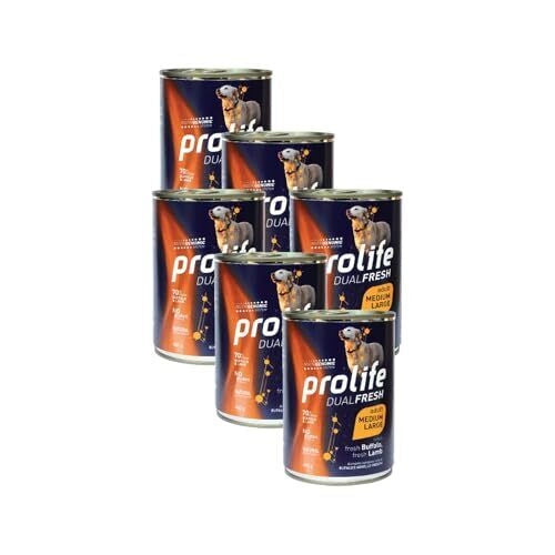 PROLIFE UMIDO CANE 6X400GR ADULT DUAL FRESH BUFALO & AGNELLO MEDIUM/LARGE - c...