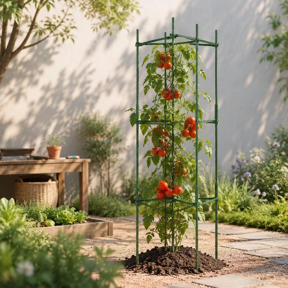 Gabbie per Pomodori da Giardino 4 Pacchetti; Gabbia Sostegno per Pomodori 160cm; Gabbia Supporto per Piante Alte Impilabile