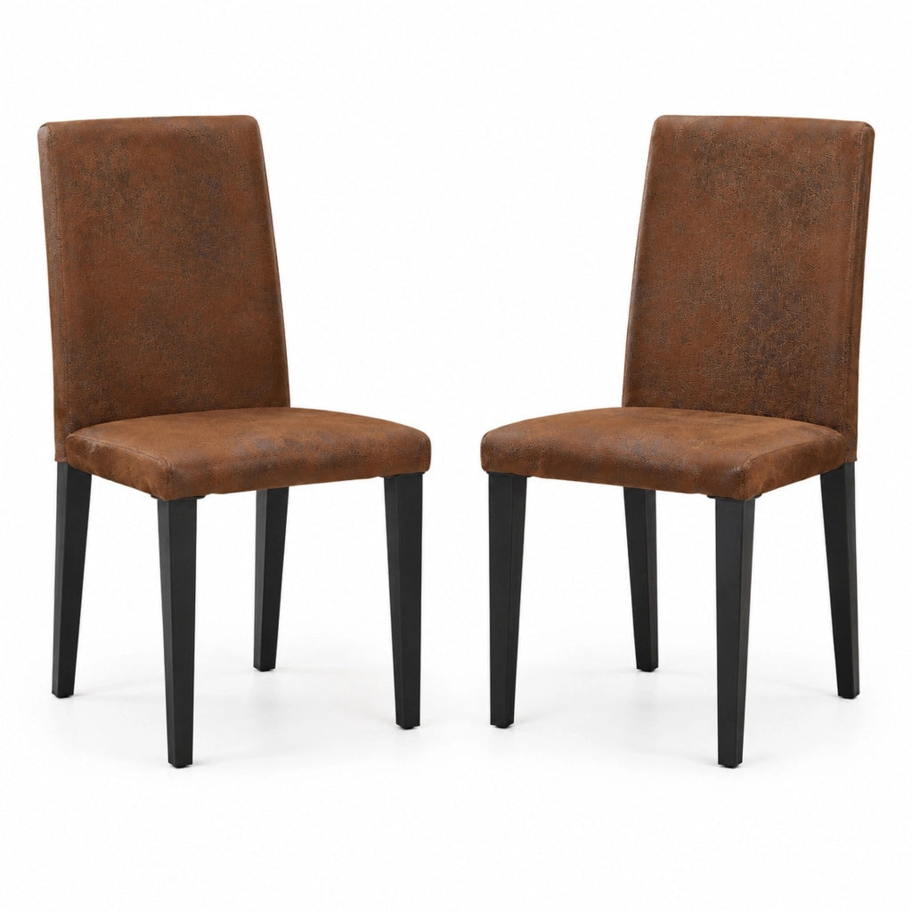 Set 2 sedie da pranzo con schienale ergonomico in tessuto marrone e gambe in metallo nero HOMVRA