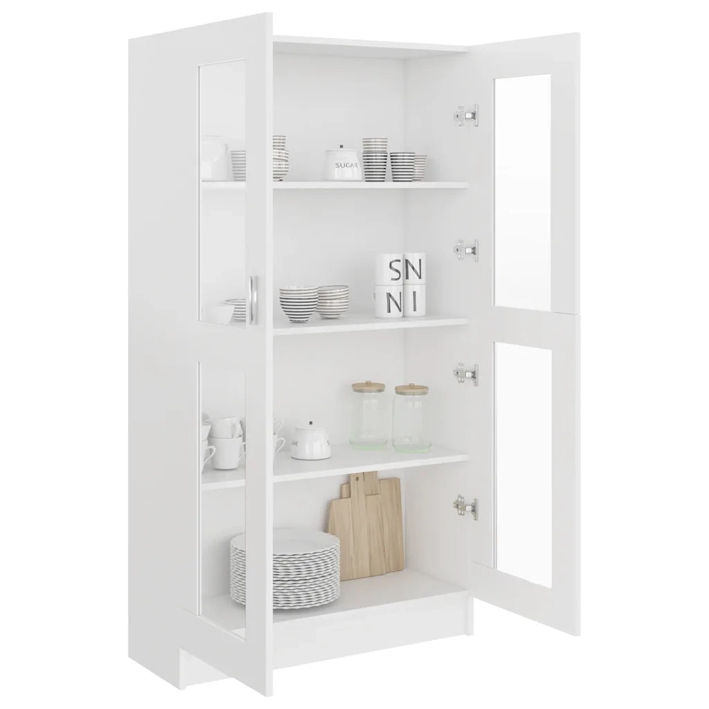 Armadietto con Vetrina Bianco 82,5x30,5x150cm Legno Multistrato CFW3539095