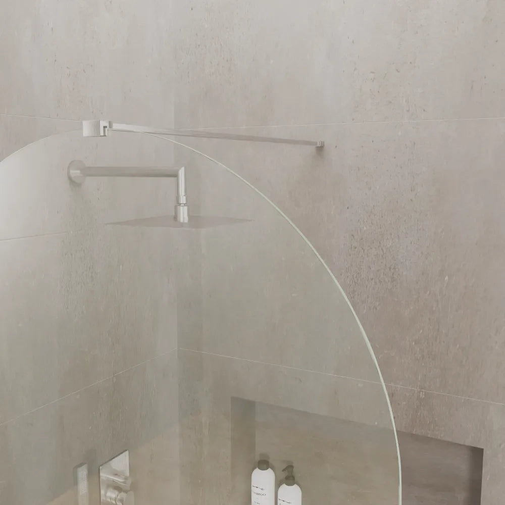 Doccia walk-in arco 120cm con profilo nickel spazzolato vetro trasparente 8mm easy clean h200| Nusa