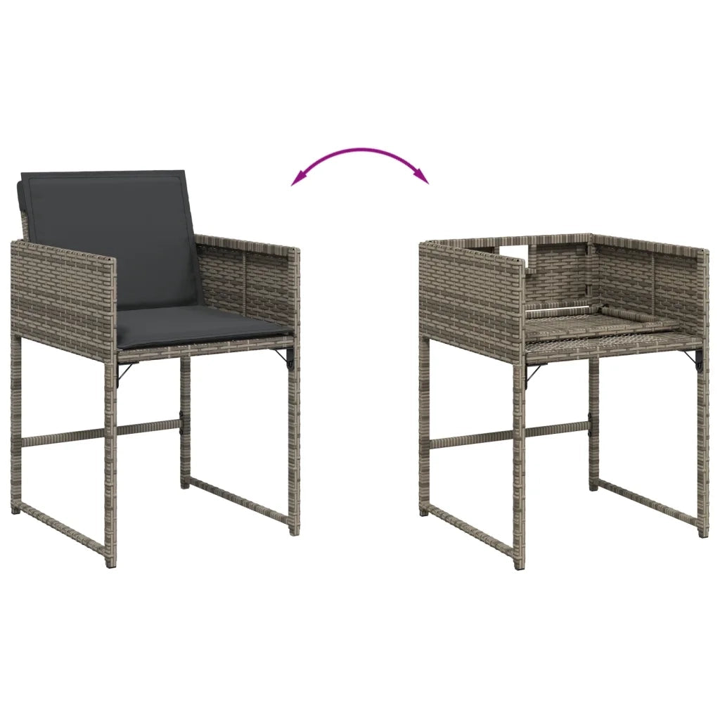 Set da Pranzo da Giardino 7 pz con Cuscini in Polyrattan Grigio 3278035