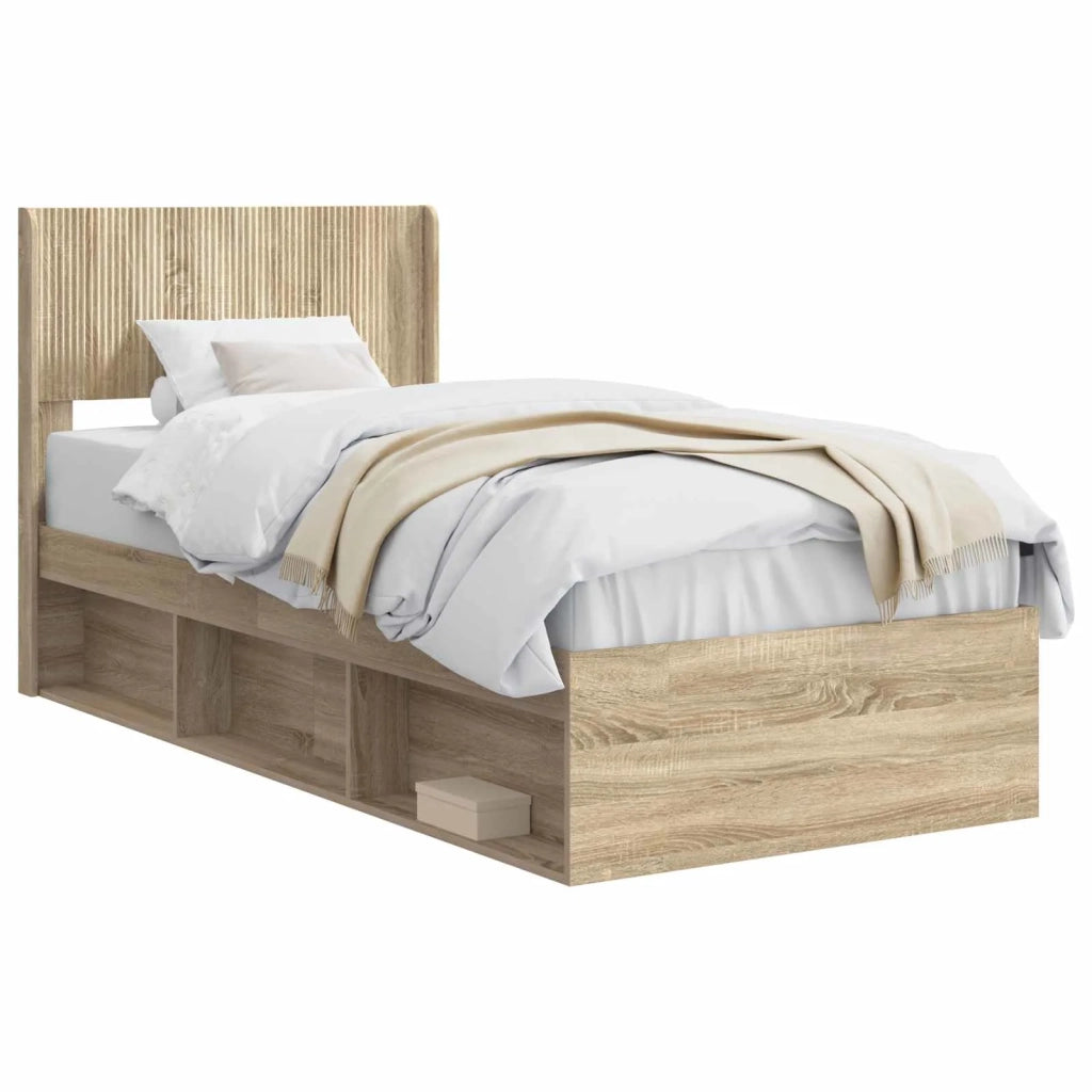 Struttura del letto con stoccaggio e testata Rovere Sonoma 3414261