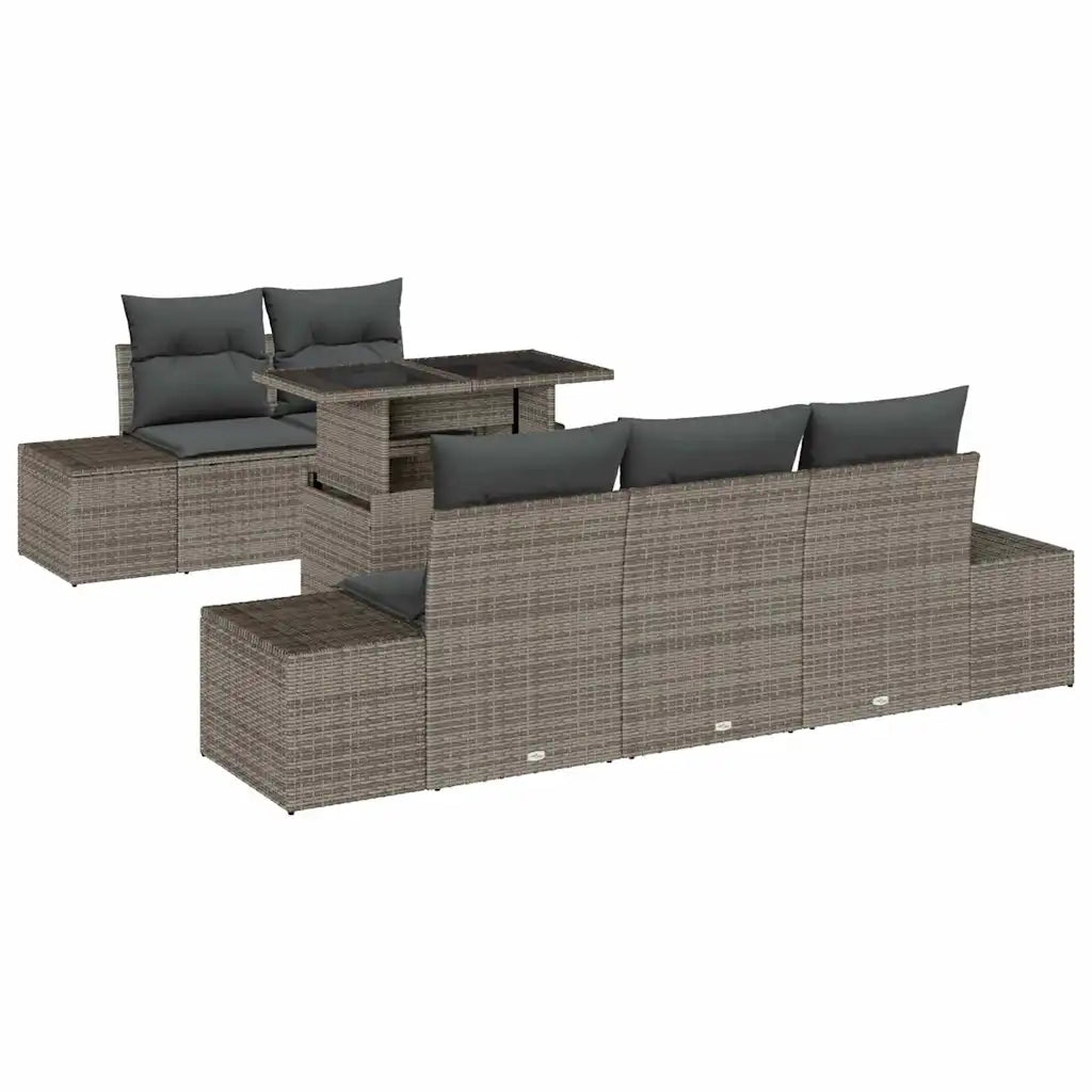 Set di divani con cuscino 6 pcs Grigio polyrattan