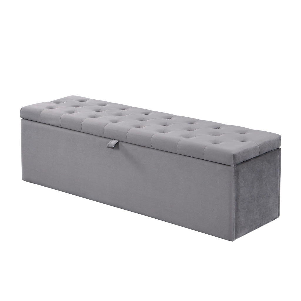 Panca contenitore fondo letto 138x41x42 cm con contenitore in velluto grigio